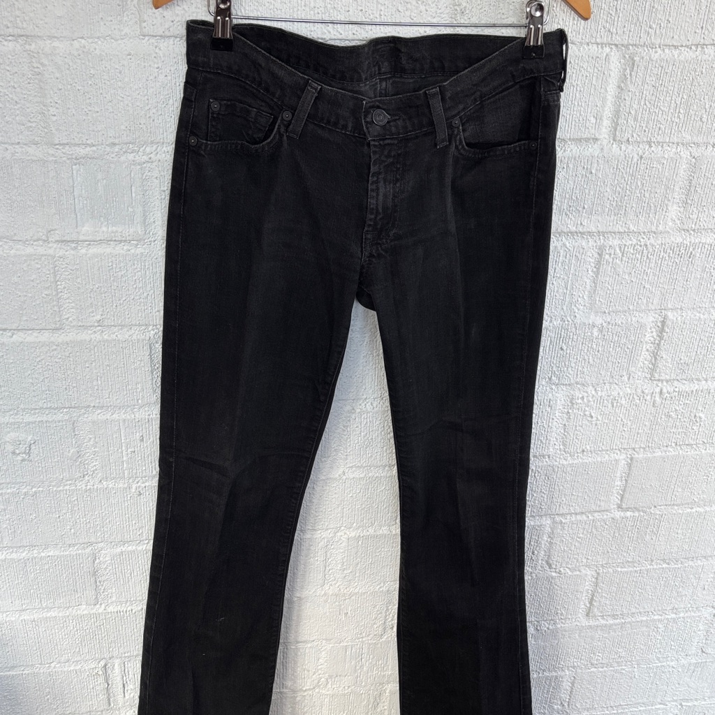 7 For All Mankind Black Sparkle Y2k Lightning Bolt Bootcut Denim Jeans Size 30